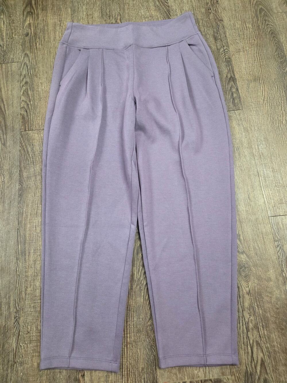 Kinesis Pull-On Pleated Cropped Scuba Pants Purple Lilac Size Medium
